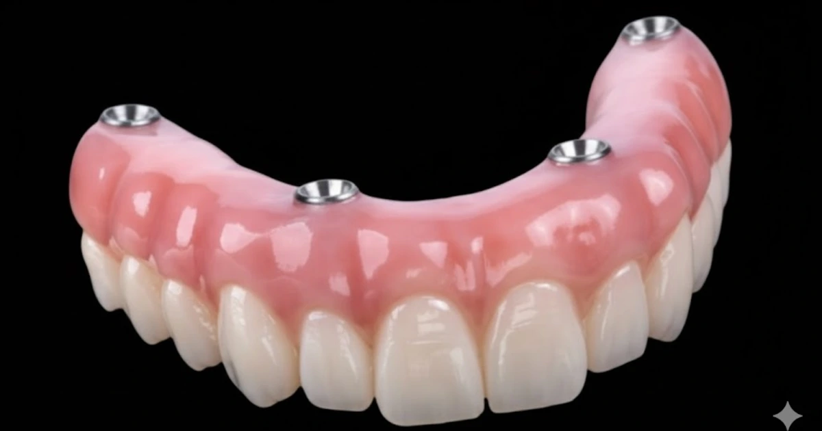 Modelo detalhado de prótese protocolo sobre implantes dentários